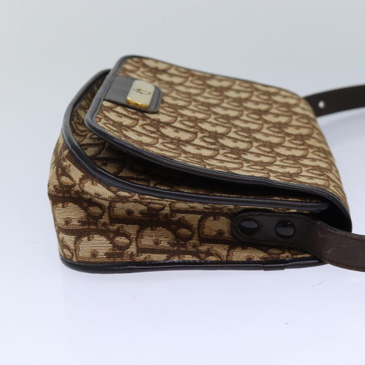 CHRISTIAN Top quality Dior Trotter Canvas Shoulder Bag Gold Beige Auth ep5089