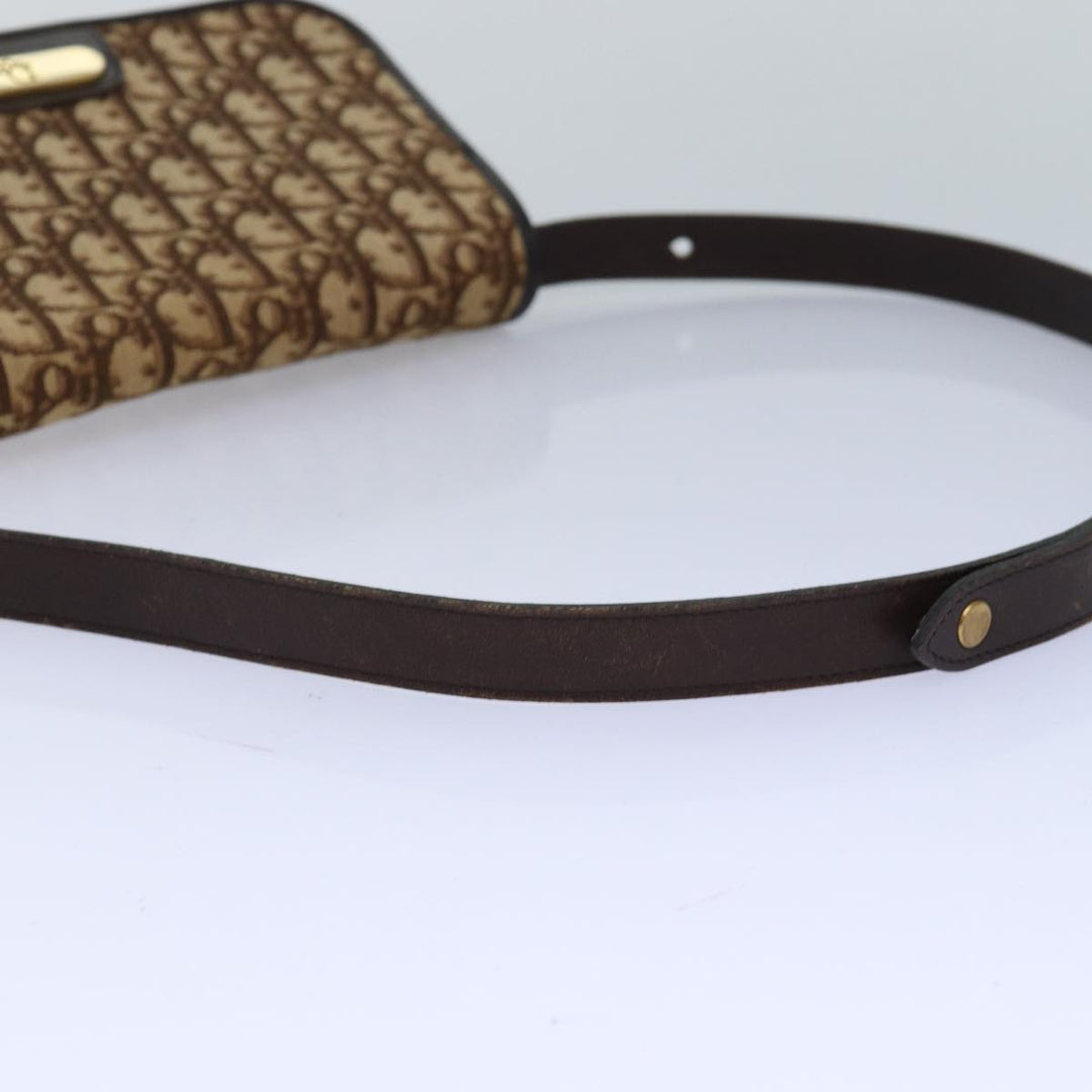CHRISTIAN Top quality Dior Trotter Canvas Shoulder Bag Gold Beige Auth ep5089