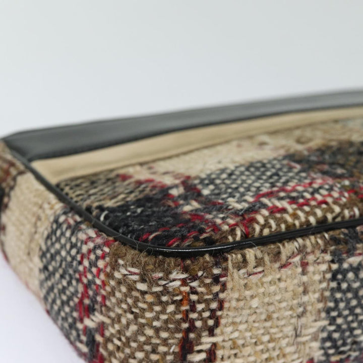 Burberry Nova Check Shoulder Bag Wool Beige Black Auth ep5128