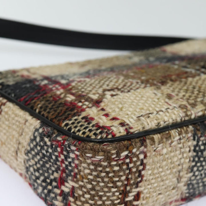 Burberry Nova Check Shoulder Bag Wool Beige Black Auth ep5128