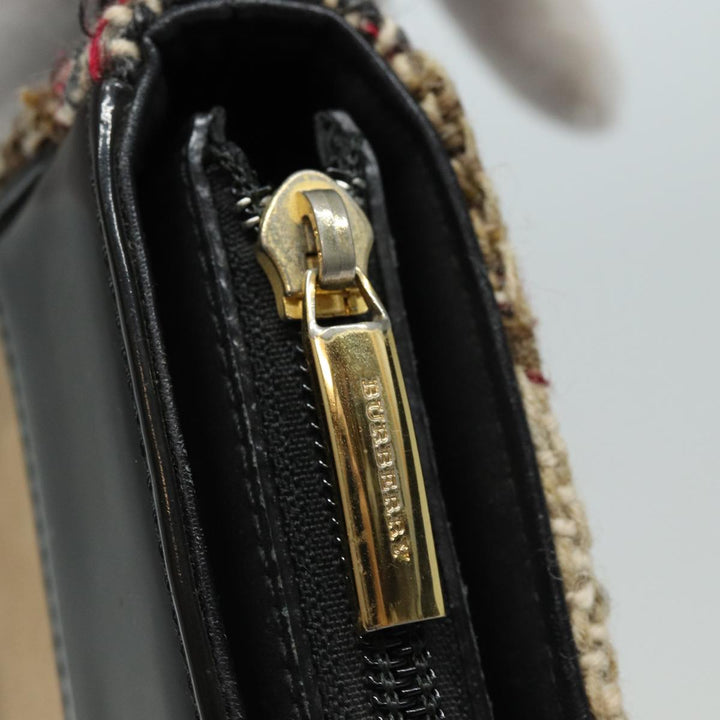 Burberry Nova Check Shoulder Bag Wool Beige Black Auth ep5128
