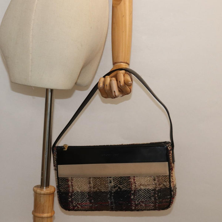Burberry Nova Check Shoulder Bag Wool Beige Black Auth ep5128