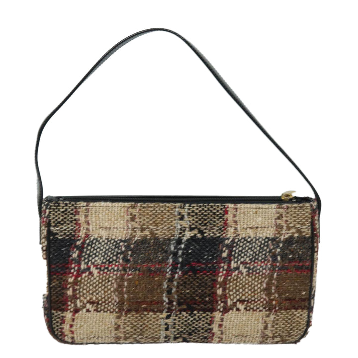 Burberry Nova Check Shoulder Bag Wool Beige Black Auth ep5128