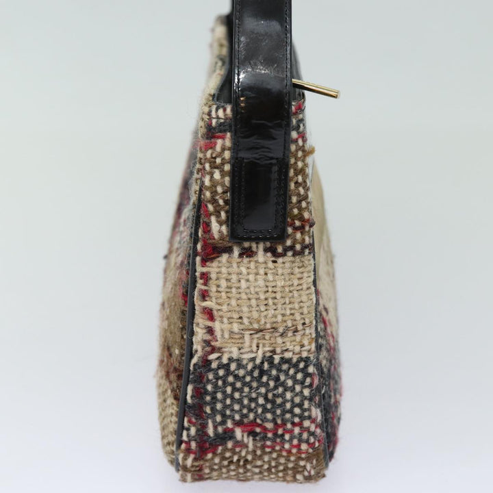 Burberry Nova Check Shoulder Bag Wool Beige Black Auth ep5128