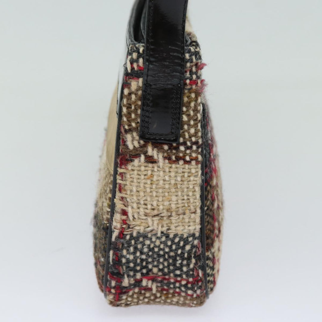 Burberry Nova Check Shoulder Bag Wool Beige Black Auth ep5128