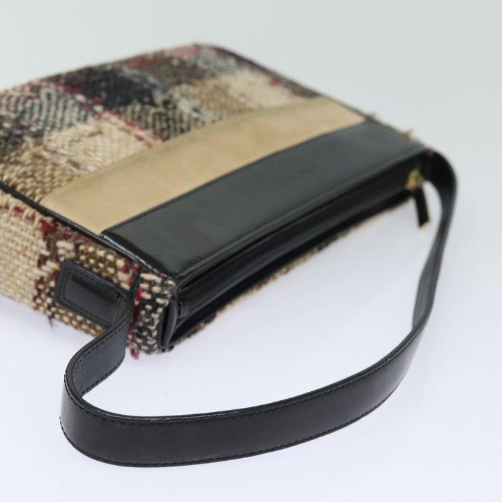 Burberry Nova Check Shoulder Bag Wool Beige Black Auth ep5128