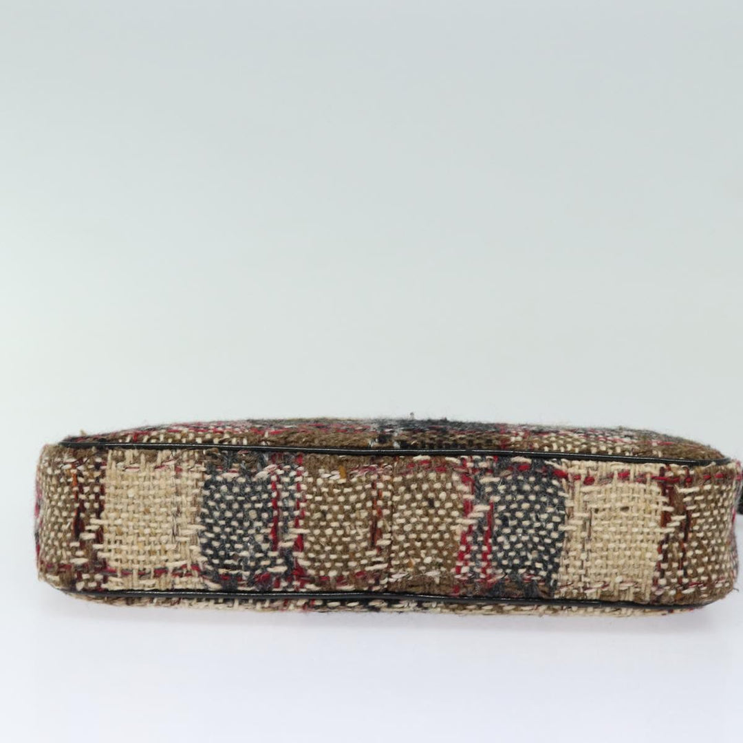 Burberry Nova Check Shoulder Bag Wool Beige Black Auth ep5128
