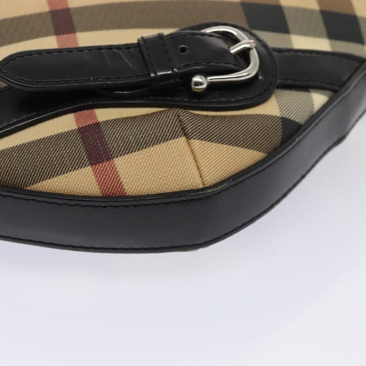 Burberry Nova Check Shoulder Bag PVC Beige Silver Auth ep5325