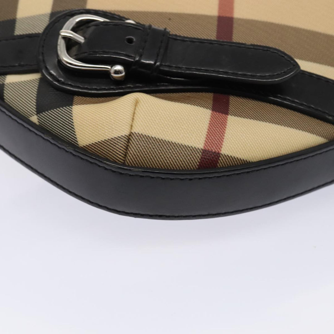 Burberry Nova Check Shoulder Bag PVC Beige Silver Auth ep5325