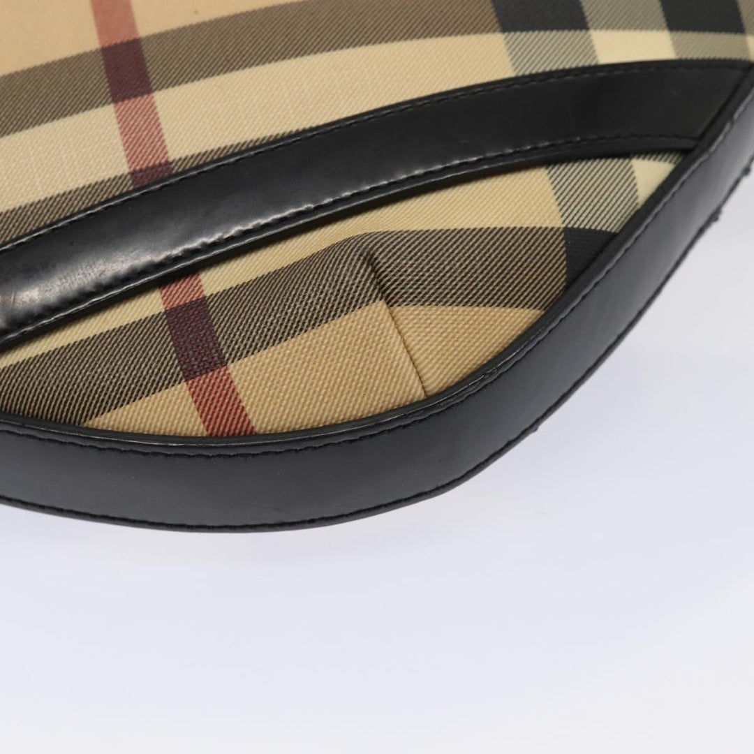 Burberry Nova Check Shoulder Bag PVC Beige Silver Auth ep5325