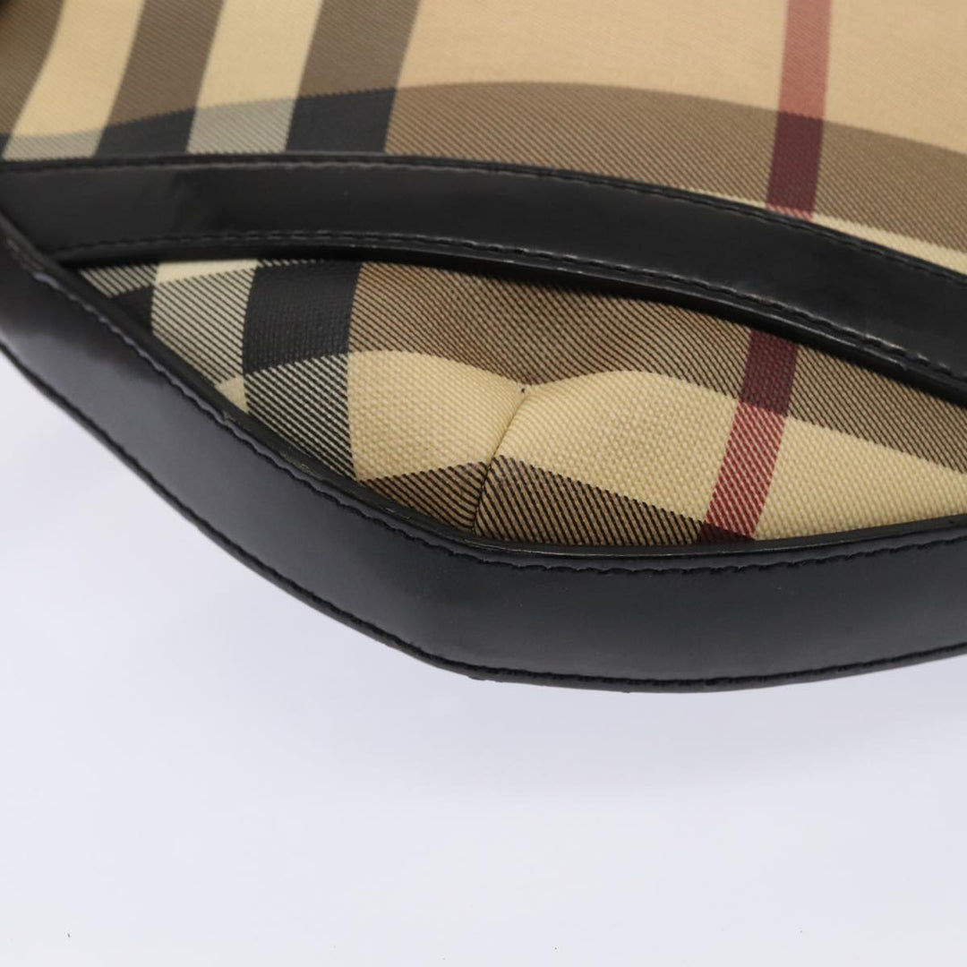 Burberry Nova Check Shoulder Bag PVC Beige Silver Auth ep5325