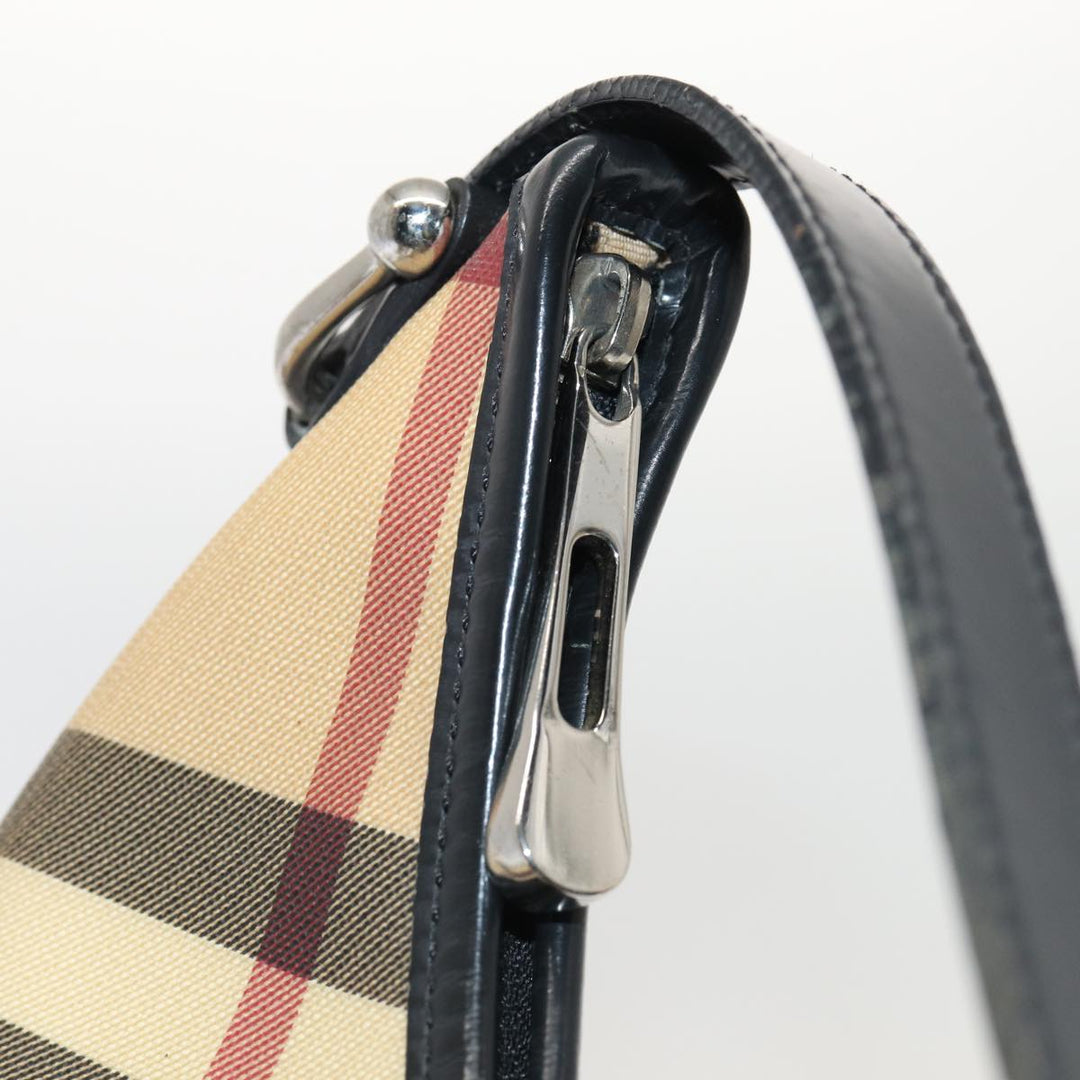 Burberry Nova Check Shoulder Bag PVC Beige Silver Auth ep5325