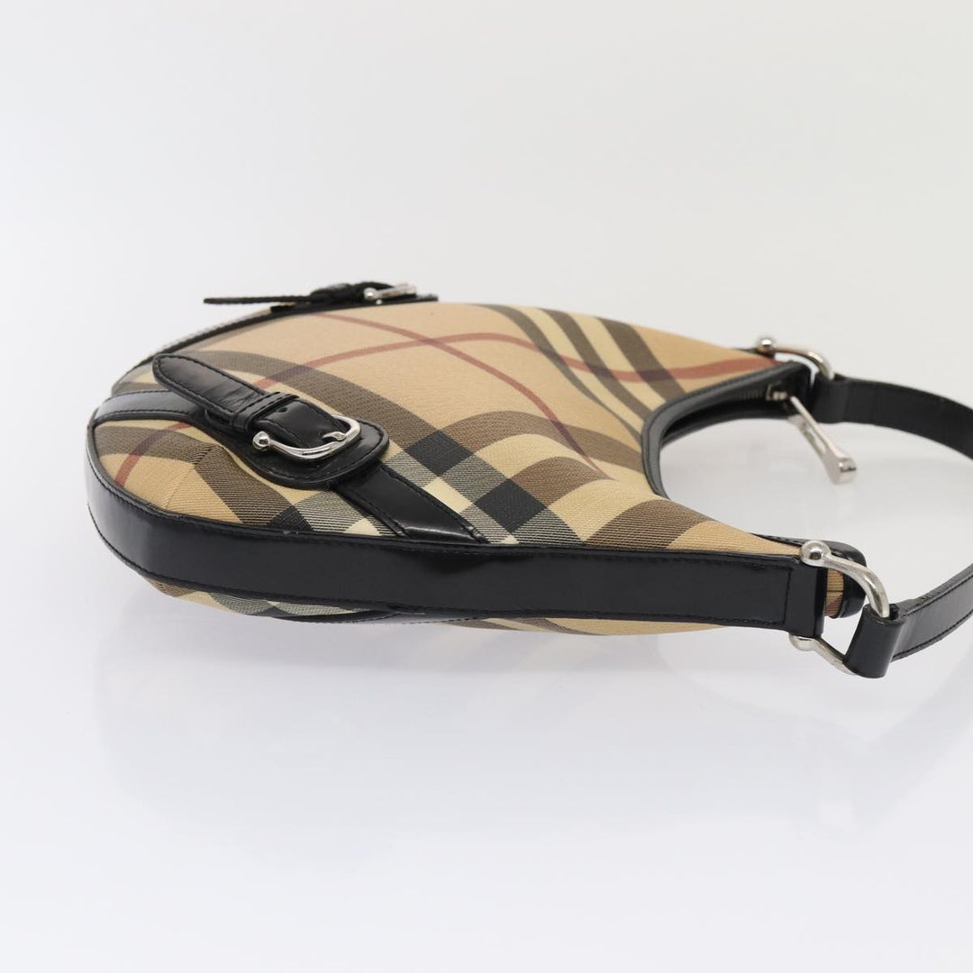 Burberry Nova Check Shoulder Bag PVC Beige Silver Auth ep5325