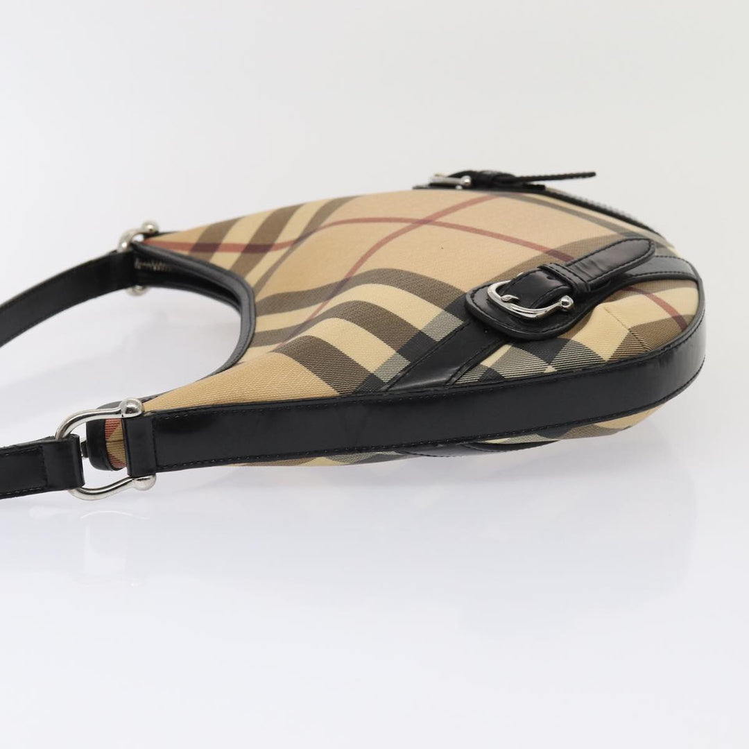 Burberry Nova Check Shoulder Bag PVC Beige Silver Auth ep5325