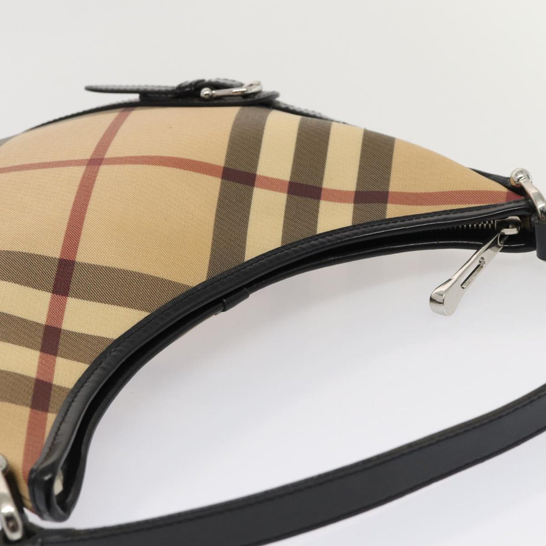 Burberry Nova Check Shoulder Bag PVC Beige Silver Auth ep5325
