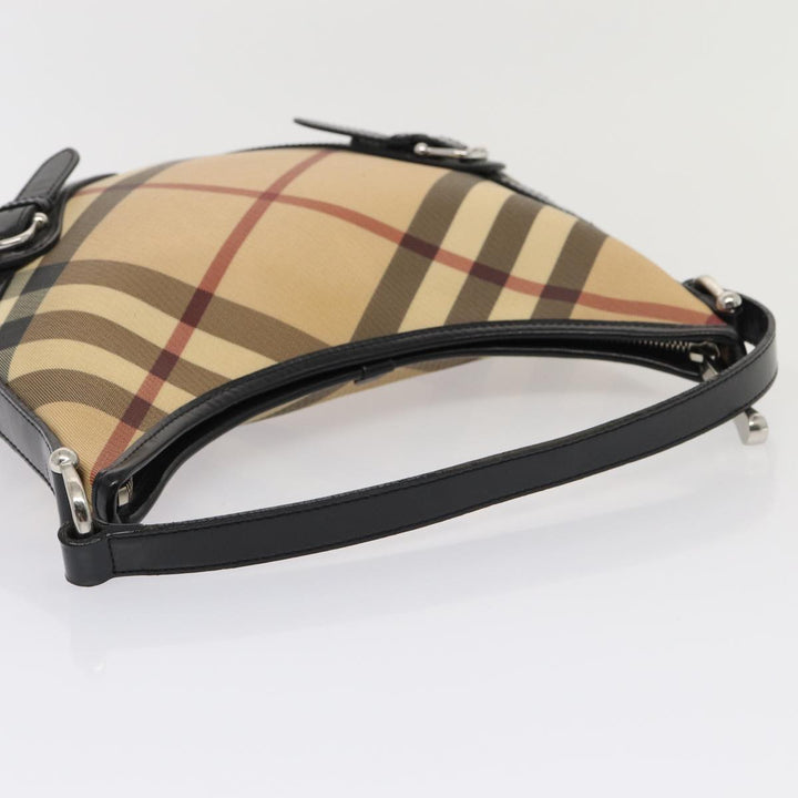 Burberry Nova Check Shoulder Bag PVC Beige Silver Auth ep5325