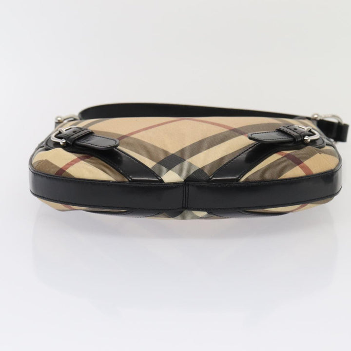 Burberry Nova Check Shoulder Bag PVC Beige Silver Auth ep5325
