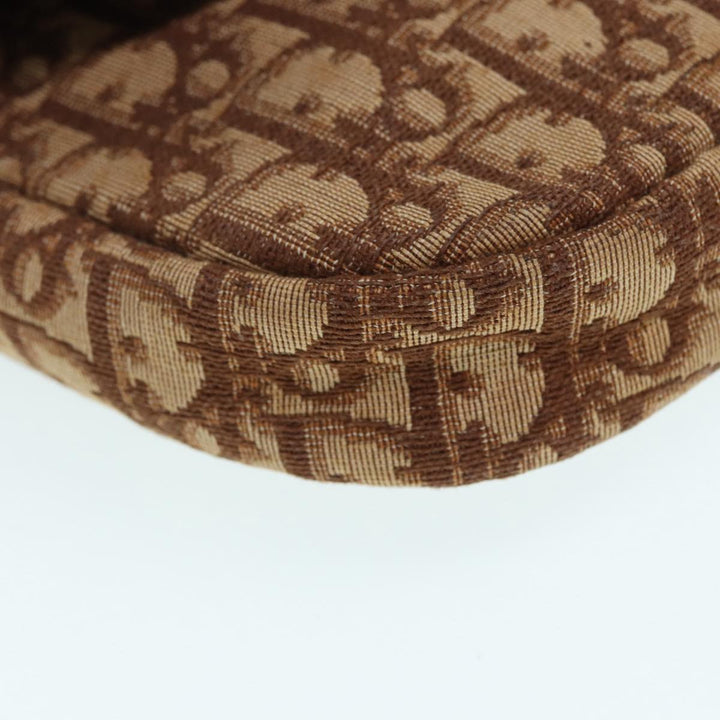 CHRISTIAN Top quality Dior Trotter Canvas Shoulder Bag Gold Brown Auth ep5327