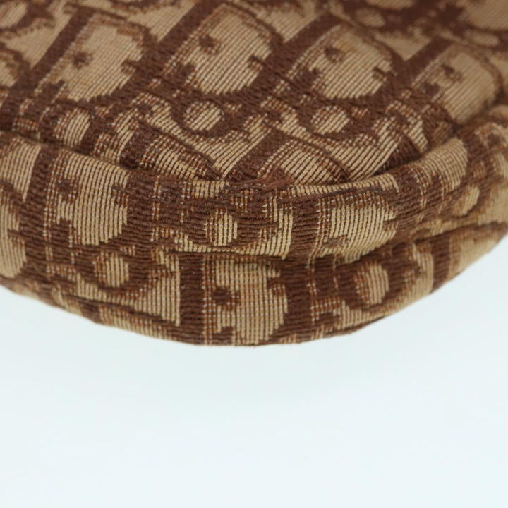 CHRISTIAN Top quality Dior Trotter Canvas Shoulder Bag Gold Brown Auth ep5327
