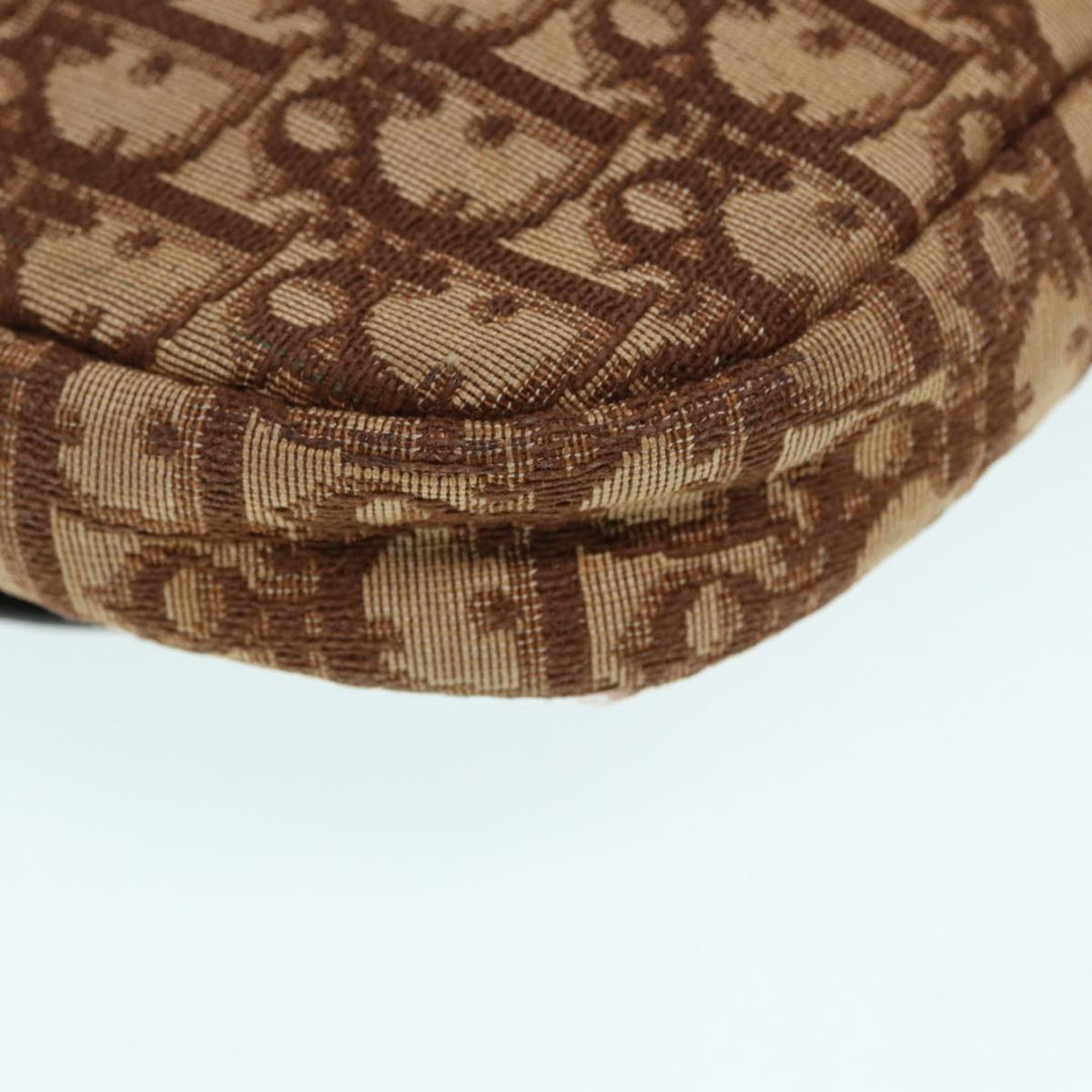 CHRISTIAN Top quality Dior Trotter Canvas Shoulder Bag Gold Brown Auth ep5327