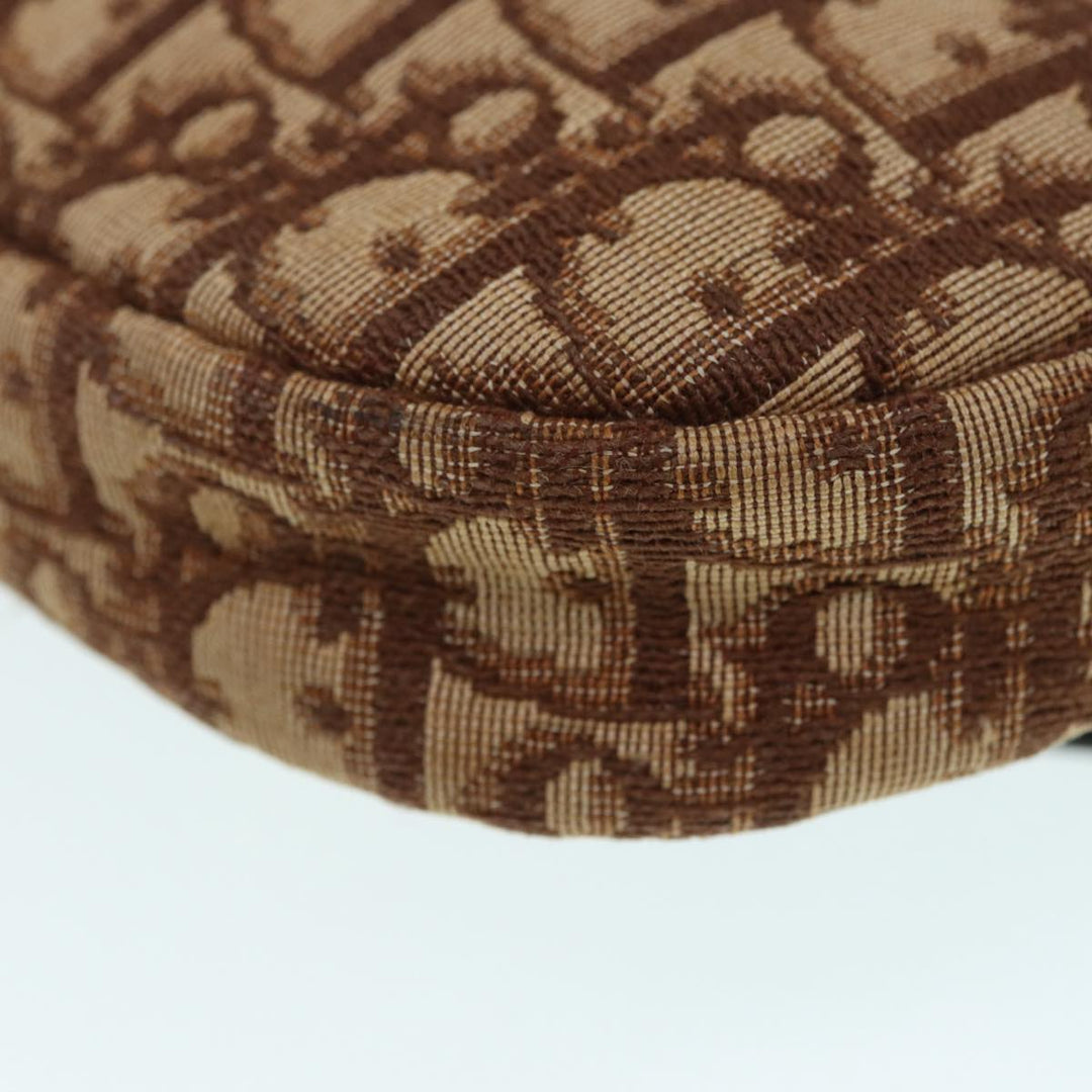 CHRISTIAN Top quality Dior Trotter Canvas Shoulder Bag Gold Brown Auth ep5327