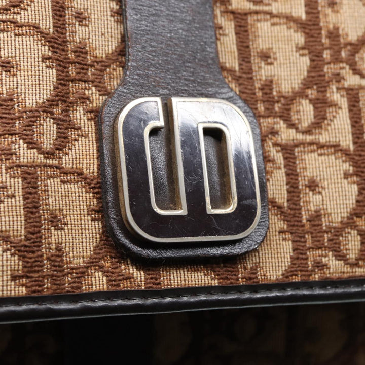 CHRISTIAN Top quality Dior Trotter Canvas Shoulder Bag Gold Brown Auth ep5327