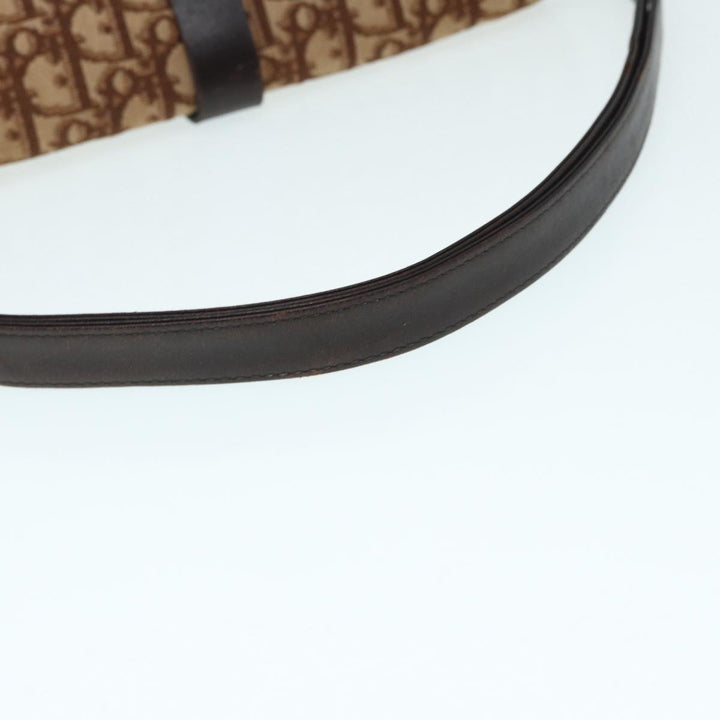 CHRISTIAN Top quality Dior Trotter Canvas Shoulder Bag Gold Brown Auth ep5327