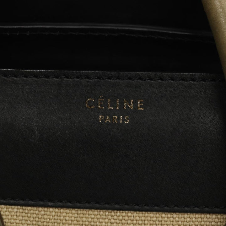 Celine Luggage Medium Shopper Hand Bag Canvas Beige Gold Auth ep5338