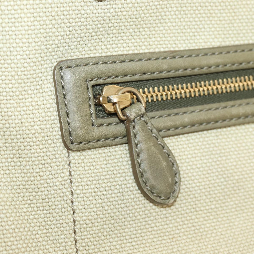 Celine Luggage Medium Shopper Hand Bag Canvas Beige Gold Auth ep5338