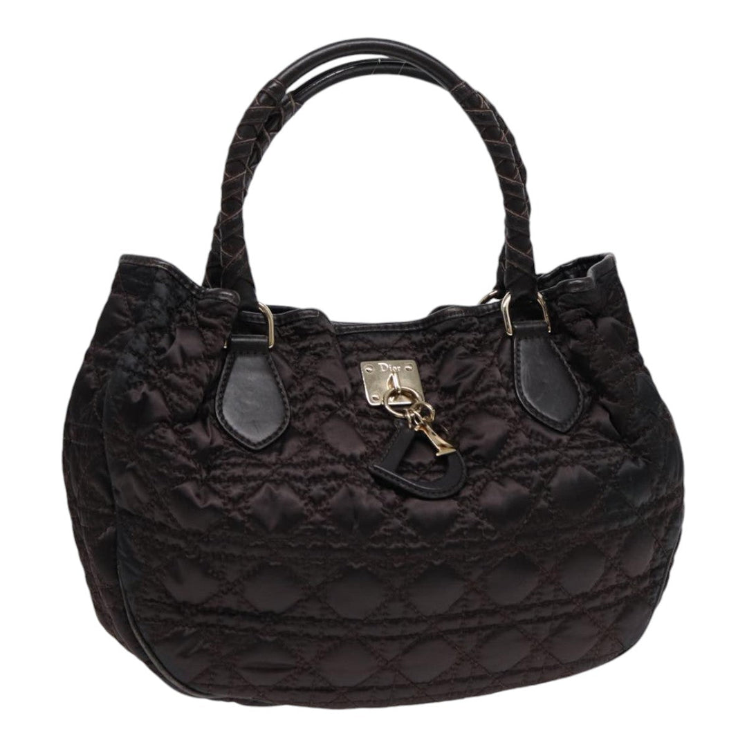 CHRISTIAN Top quality Dior Lady Top quality Dior Canage Hand Bag Nylon Brown Gold Auth ep5346