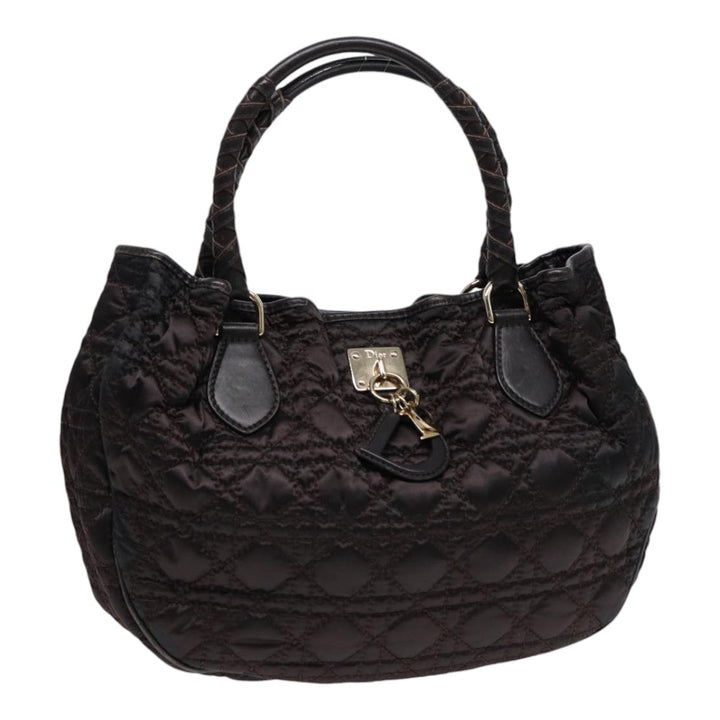 CHRISTIAN Top quality Dior Lady Top quality Dior Canage Hand Bag Nylon Brown Gold Auth ep5346