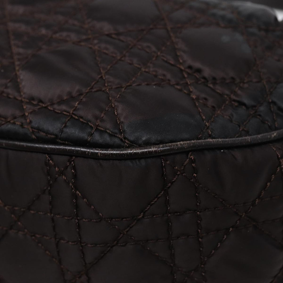 CHRISTIAN Top quality Dior Lady Top quality Dior Canage Hand Bag Nylon Brown Gold Auth ep5346