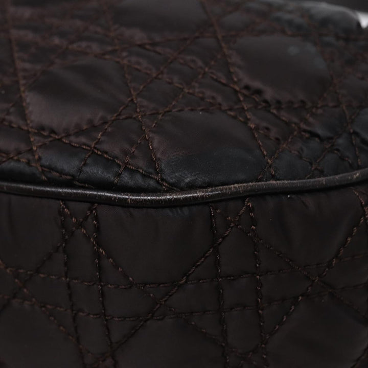 CHRISTIAN Top quality Dior Lady Top quality Dior Canage Hand Bag Nylon Brown Gold Auth ep5346