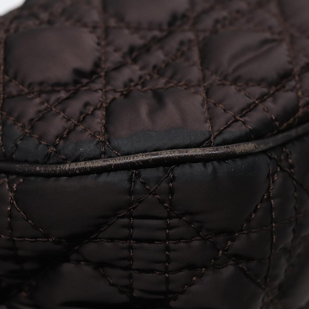 CHRISTIAN Top quality Dior Lady Top quality Dior Canage Hand Bag Nylon Brown Gold Auth ep5346