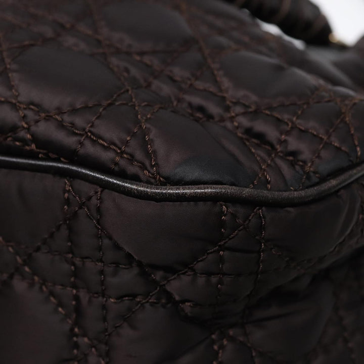 CHRISTIAN Top quality Dior Lady Top quality Dior Canage Hand Bag Nylon Brown Gold Auth ep5346