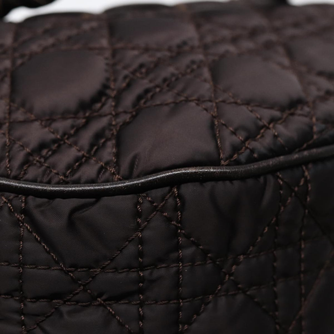 CHRISTIAN Top quality Dior Lady Top quality Dior Canage Hand Bag Nylon Brown Gold Auth ep5346