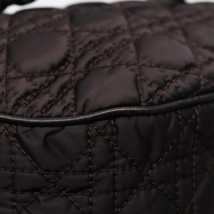CHRISTIAN Top quality Dior Lady Top quality Dior Canage Hand Bag Nylon Brown Gold Auth ep5346