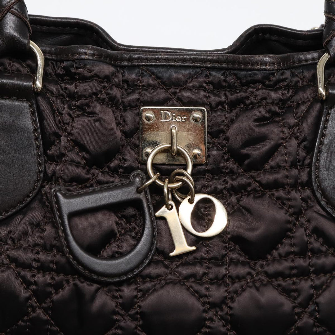 CHRISTIAN Top quality Dior Lady Top quality Dior Canage Hand Bag Nylon Brown Gold Auth ep5346