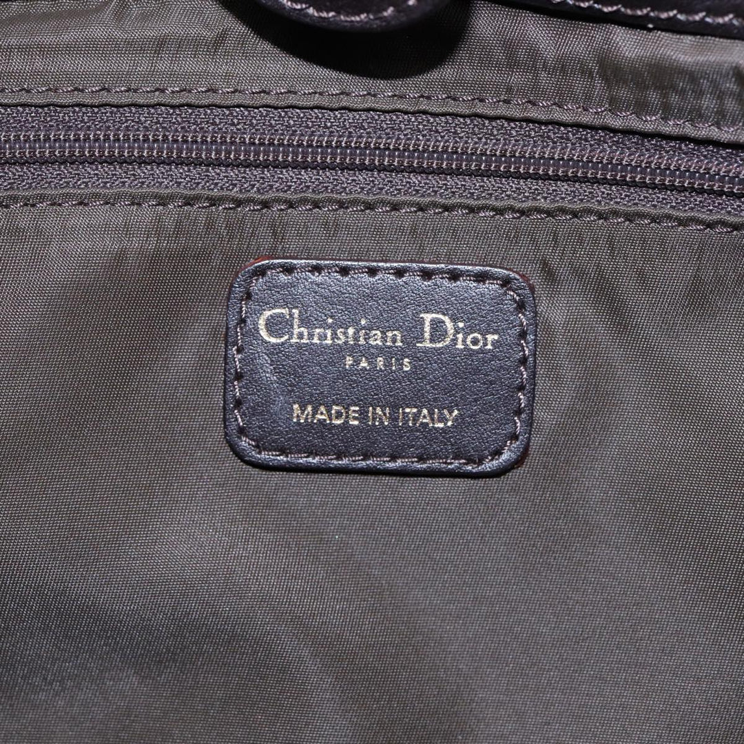 CHRISTIAN Top quality Dior Lady Top quality Dior Canage Hand Bag Nylon Brown Gold Auth ep5346