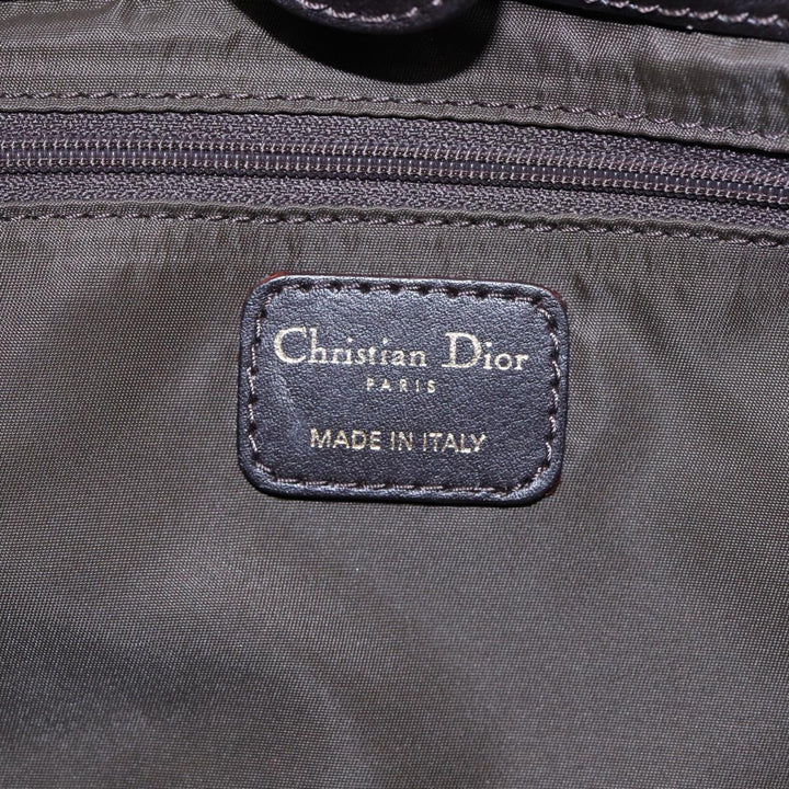 CHRISTIAN Top quality Dior Lady Top quality Dior Canage Hand Bag Nylon Brown Gold Auth ep5346