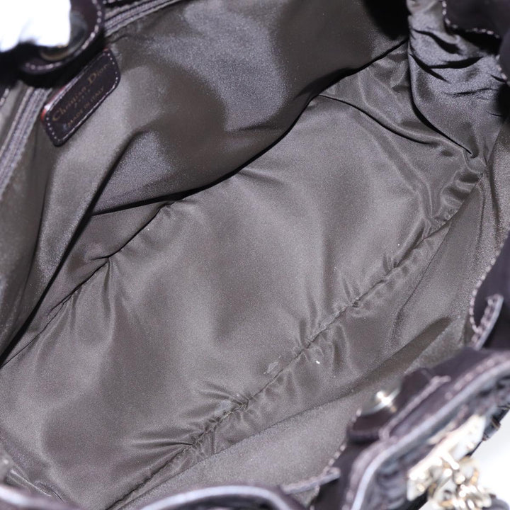CHRISTIAN Top quality Dior Lady Top quality Dior Canage Hand Bag Nylon Brown Gold Auth ep5346