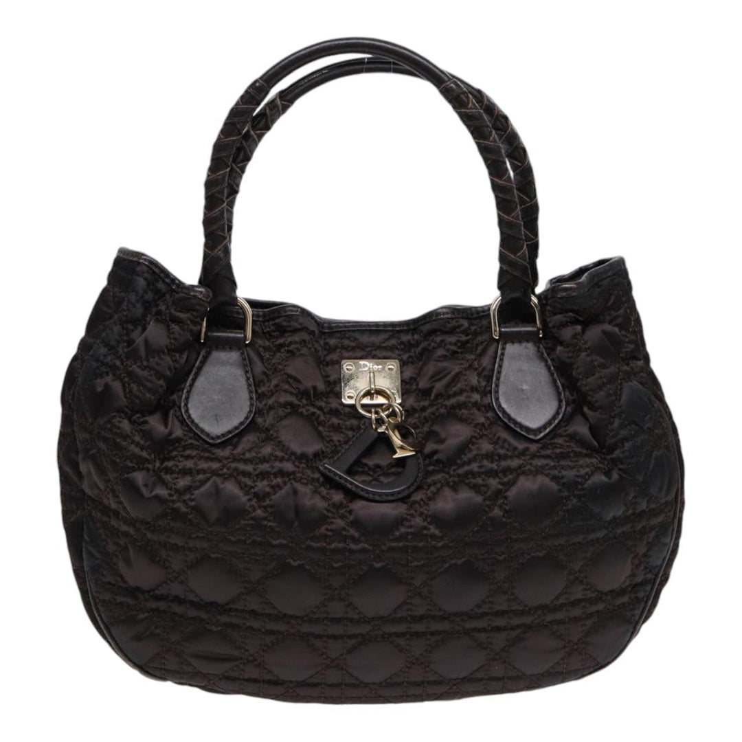 CHRISTIAN Top quality Dior Lady Top quality Dior Canage Hand Bag Nylon Brown Gold Auth ep5346
