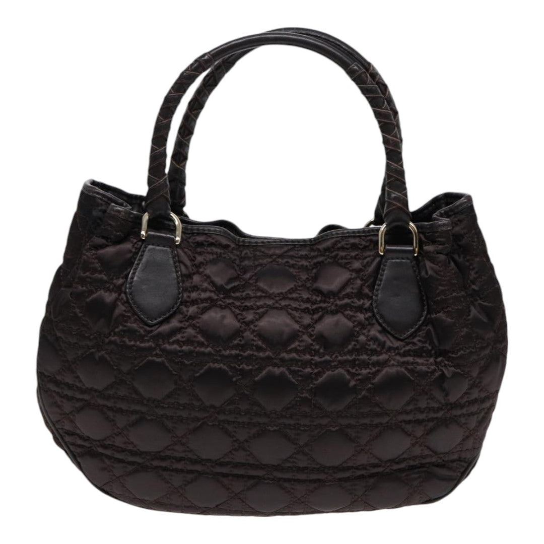 CHRISTIAN Top quality Dior Lady Top quality Dior Canage Hand Bag Nylon Brown Gold Auth ep5346