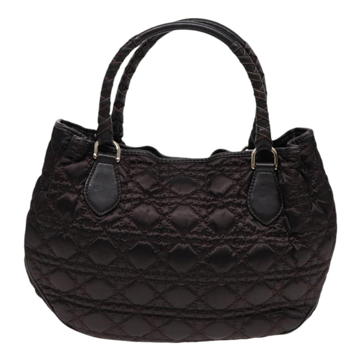 CHRISTIAN Top quality Dior Lady Top quality Dior Canage Hand Bag Nylon Brown Gold Auth ep5346