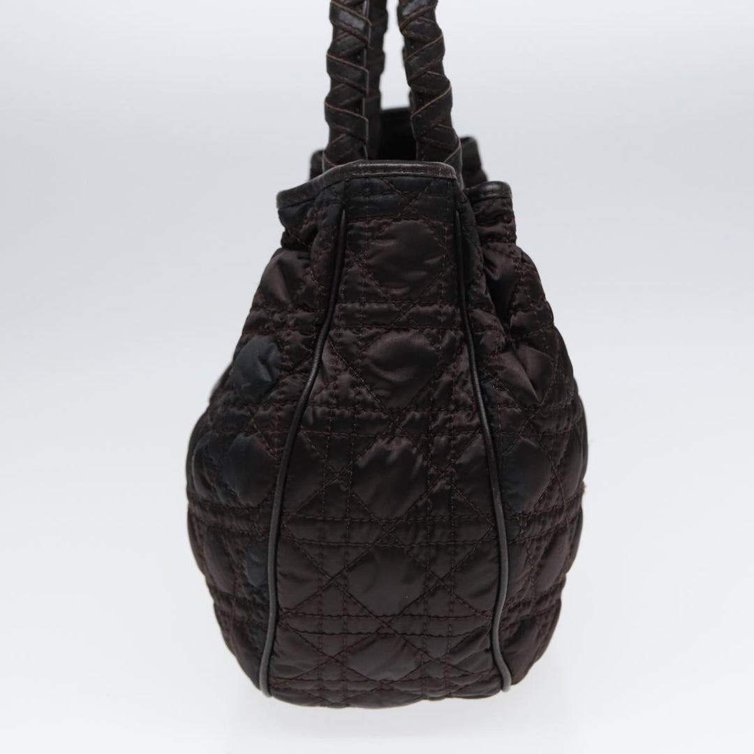 CHRISTIAN Top quality Dior Lady Top quality Dior Canage Hand Bag Nylon Brown Gold Auth ep5346