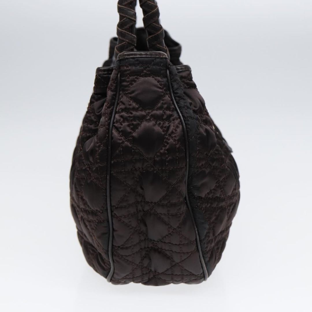 CHRISTIAN Top quality Dior Lady Top quality Dior Canage Hand Bag Nylon Brown Gold Auth ep5346