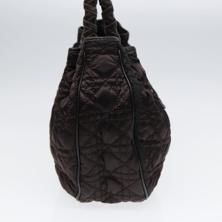 CHRISTIAN Top quality Dior Lady Top quality Dior Canage Hand Bag Nylon Brown Gold Auth ep5346