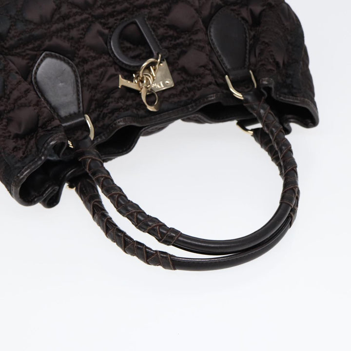 CHRISTIAN Top quality Dior Lady Top quality Dior Canage Hand Bag Nylon Brown Gold Auth ep5346