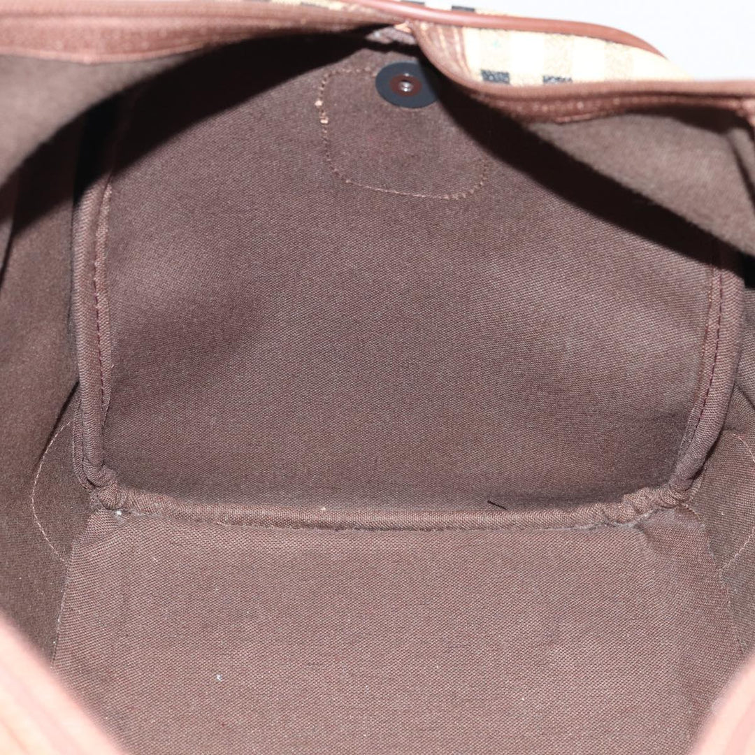 BurberrySs Nova Check Boston Bag PVC Leather 2way Beige Auth ep5370