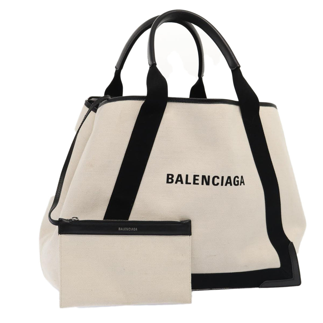 Top Quality Balenciaga Cabas Hand Bag Canvas Silver White Auth ep5384
